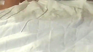 Tied up on a bed wearing pantyhose and high heels, roughly throated and hard fucked