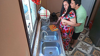 Stepmom Fucked Hard in the Kitchen with Big Ass and Soft Tits Real Amateur, Until She Came