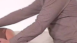 Blonde Bombshell in Stockings Worships Cock with Feet and Pussy