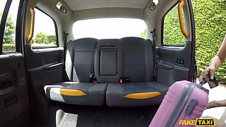 Nice little blonde with natural babe getting fisted by the driver - faux cab