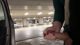 Risky Car Sex in Public Parking Garage - Started with Handjob, Ended Doggy!