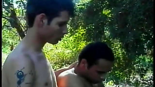 Horny studs love fucking sexy girls outdoors in a foursome