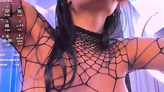 Cute curly brunette solo webcam masturbation