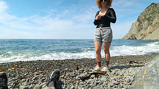 155 Caught on Beach: Sporty Girl in Crotchless Bodysuit Rides Stranger Hard
