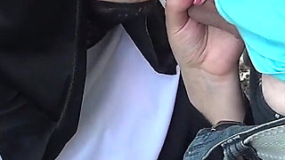 Naughty Cumhungry Nun Swallows Cum in Forrest Dogging Bukkake