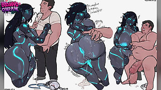 Cyberpunk Busty Babes Riding Fat Guys - Neon Sweat & Big Tits