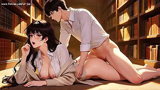 Gap Moe Glasses Beautiful Woman Private Study Session in Library Super Temptation Episode 2 AI Animation