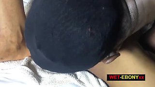 Wet Ebony Moans Loud & Vibrates in Loving Missionary - Big Cock & Hairy Pussy Close-Up