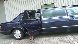 Horny car adventure with busty ebony