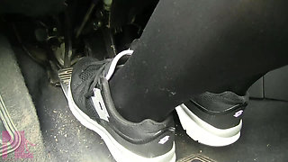 Sensual Pedal Pumping in Black Sneakers