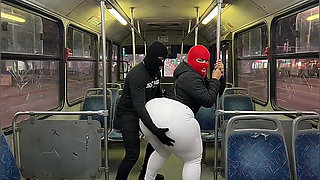 Big Ass Latina in Tight White Pants on the Bus Ends in White Thong