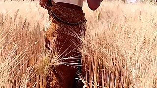 The desi poor girl was working alone on her farm when the stepbrother seduced her and started fucking her