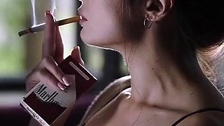 Amateur busty brunette masturbates and does hand job