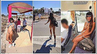 Public Bus Ride And Walk Embarrassed Enf