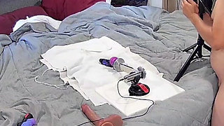 8 Dildos with My Fucking Machine and a Quick Cream Pie by My Man