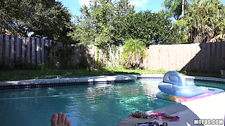 Mofos - Naughty Latina Jessi Lopez Teases BF Tony in the Pool & Shoves His Cock in Her Mouth, Pussy & Even Her Ass