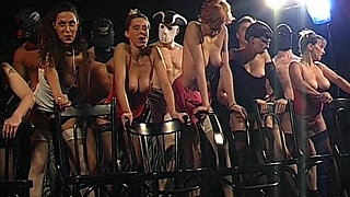 Bukkake Sluts Get Their Faces Drenched in Cum on Stage