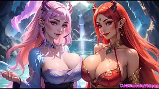 2. Movie, the Queen Ask 2 Girls for Kiss and Bouncing Breast, Ai Animation