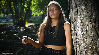 Sexy Russian Babe Smoking Cigarette Indoor Studio