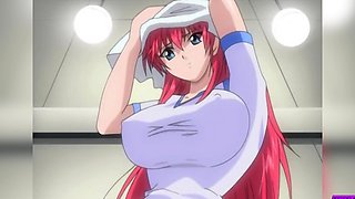 Redheaded cutie in a tight uniform gets her big-titted, shaved cooch worshipped before a wild ride