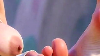 Giantess Old Granny Foot Slave Worship - Tiny Man Licking Her Giant Feet
