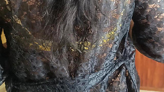 Black Colour Transparent Dress