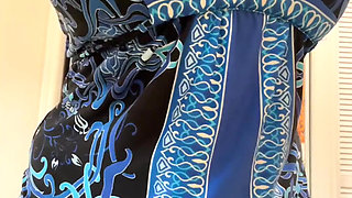 Chubby Ebony in Dress Showing Her Big Tits & Ass