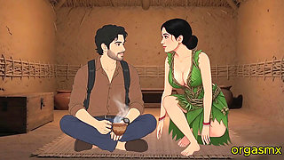 Desi Tribal Village Beauty Hot Passionate Night with Traveler in Forest Hut