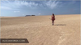Tanned Blone Milf Strips Down At The Beach And Flashes Strangers Along Her Walk