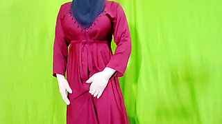 Arabian woman enjoying taking off all her clothes