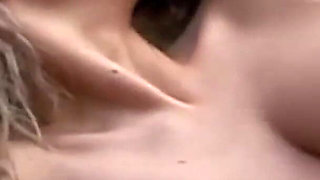 Busty blonde babe is bouncing on guy's big cock