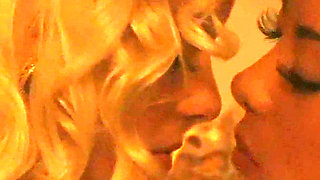 Vintage Lesbian Seduction - Curly Blonde and Brunette Beauty Make Love on the Sofa