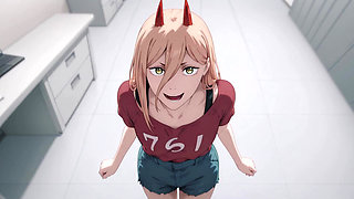 Power Has Sex in Makima's Office! Chainsaw Man Hentai Uncensored POV