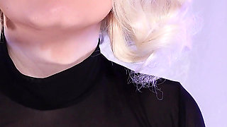 Sucking a Dildo in Latex Gloves, Cum on the Face!