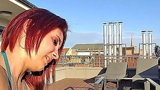 Incredibly Hot and Intense Open Air Sloppy Handjob with Oil and Balls Massage From a Real Amateur College Girl with Lots of Cum