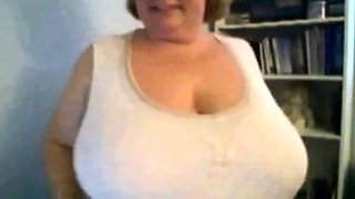 Big Beautiful Mature Nancy Plays with Her Big Tits on Webcam