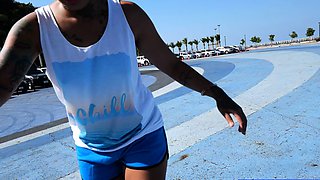 Skateboarding fail of big ass Thai MILF