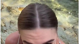 Best Blowjob With Cum On Face And Tits From A Stranger On The Beach