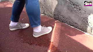 Public Wetting - a Pochaco Cutie Turns a Simple Walk Into a Clothes-on Spill Tour Chapter-1