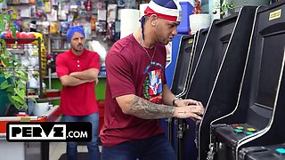 Thick Lily Lou Caught Stealing Gets Punished by Two Bodega Clerks