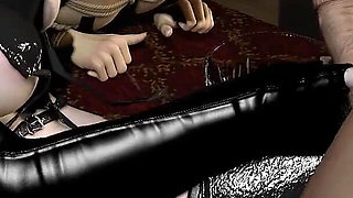 Latex Slut Has Bondage Femdom Threesome