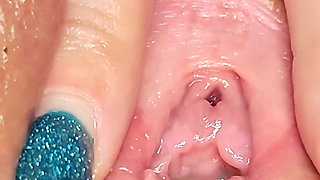 Masturbation of a Puffy Pierced Pussy, Close-up, Squirt, Pee
