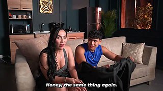 Stepmother takes advantage of her husband not noticing and ends up fucking her stepson