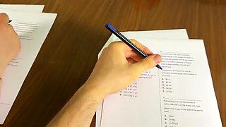 Schoolgirl Helps Big Cock Under Desk During Exam for Right Answers – Handjob Cumshot