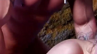 Adorable babe gets her ass rammed on the beach