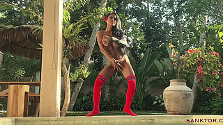 Sanktor - Asian Tattooed MILF in Pink Stockings on a Villa