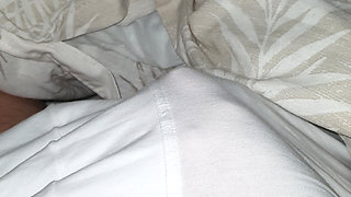 Horny Step Mom hand slip under step son underwear making him a handjob to his big dick