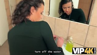 Hot Brunette Cheating Wife Fucked Hard in Public Toilet - POV Sex with Alexander Tda & Charlotte Grey