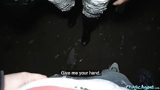 Blowjob clip with inveigling Martin Gun and Florane Russell from Public Agent