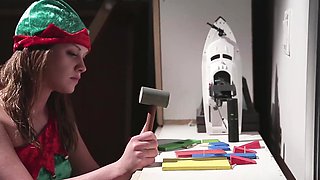 Teen lovers Tyler & Lizzie go wild in clothes, doggy style action